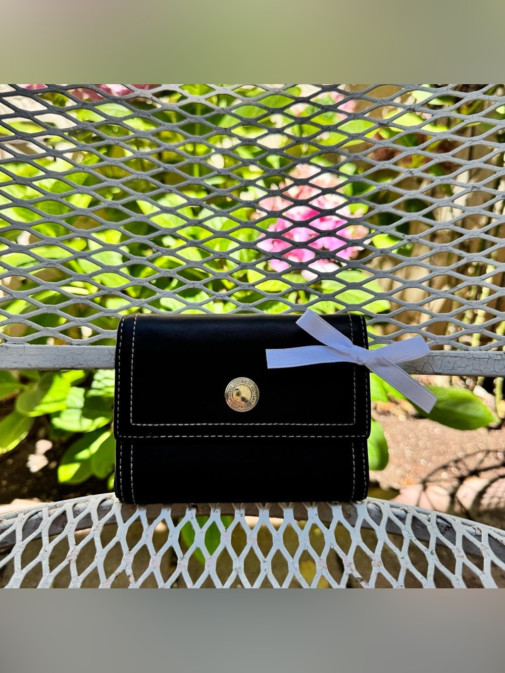 Coach Black Leather Trifold Wallet